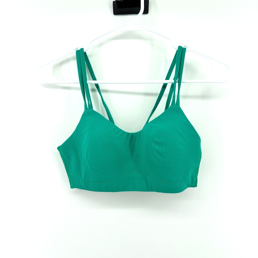 Lululemon Sports Bra Like A Cloud Ribbed 8 Green Women Yoga Activewear Strappy